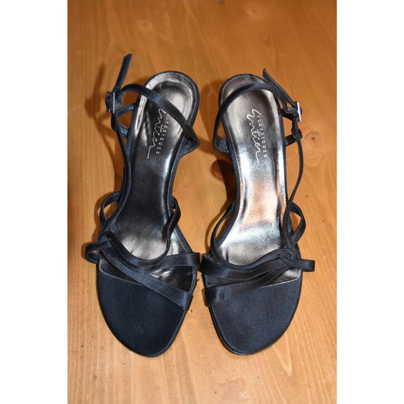 Classiques Entier, Black Strappy Heels, Elegant, Satin, LN, 6.5B - Picture 1 of 5